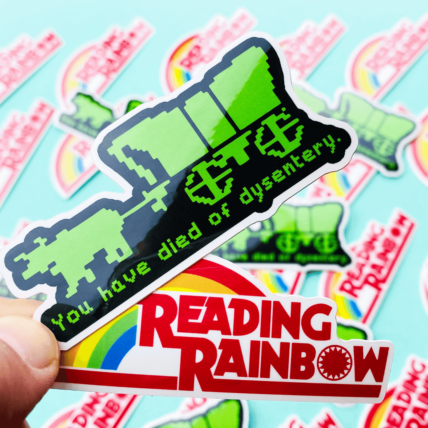 Eighties Kids Sticker Pack Reading Rainbow Sticker Oregon Trail Sticker Combo Pack of designs from the 1980s - Ottos Grotto :: Stickers For Your Stuff