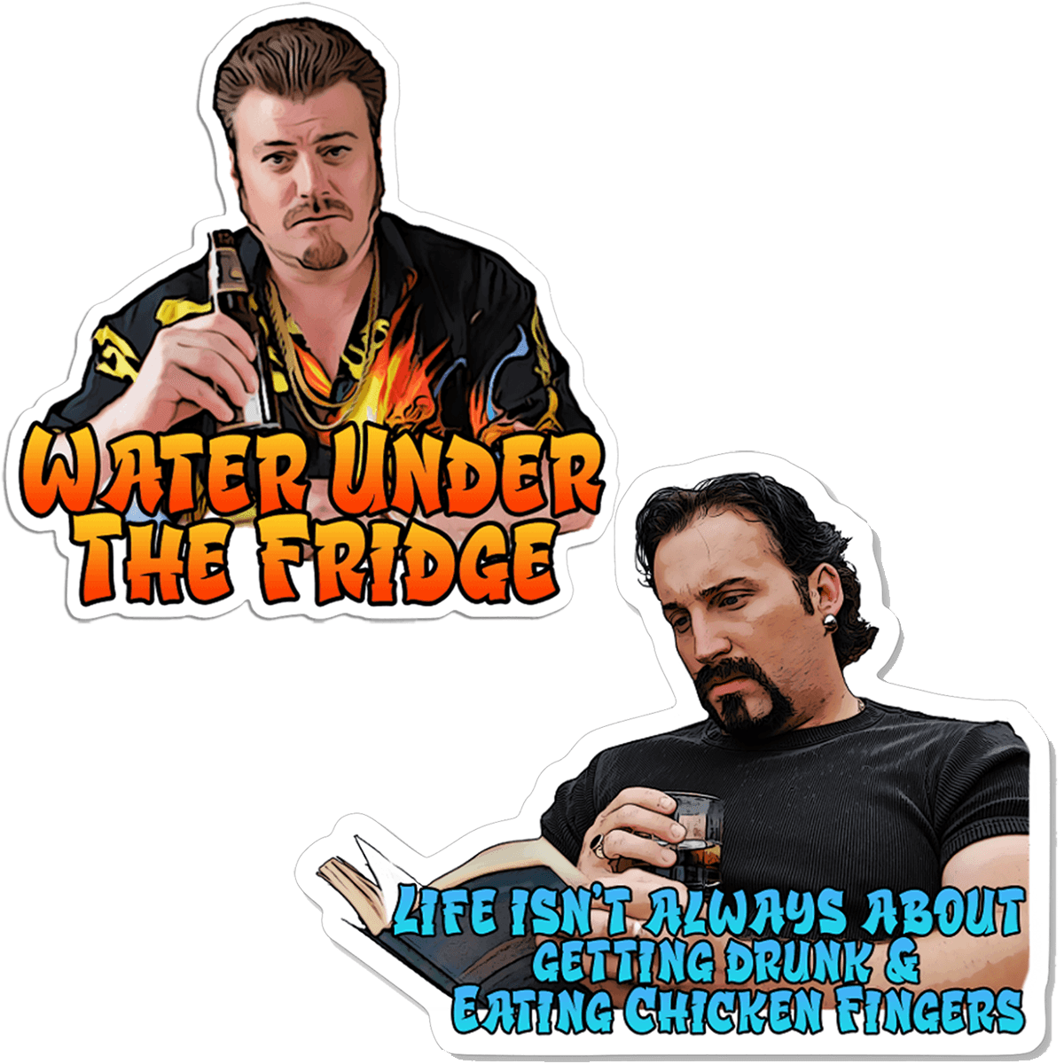 Trailer Park Boys® (2 Pack Stickers) Featuring Julian and Ricky | Officially Licensed Trailer Park Boys Sticker | Julian Sticker - Ottos Grotto :: Stickers For Your Stuff