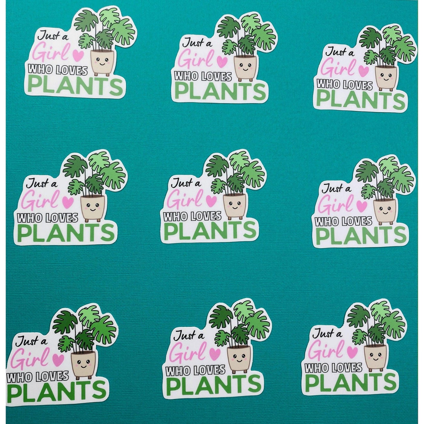 Kawaii Plant Love Sticker, Girl Who Loves Plants Sticker,Kawaii   Monstera Plant Sticker for Plant Lovers, Cute Stickers for Water Bottle - Ottos Grotto :: Stickers For Your Stuff