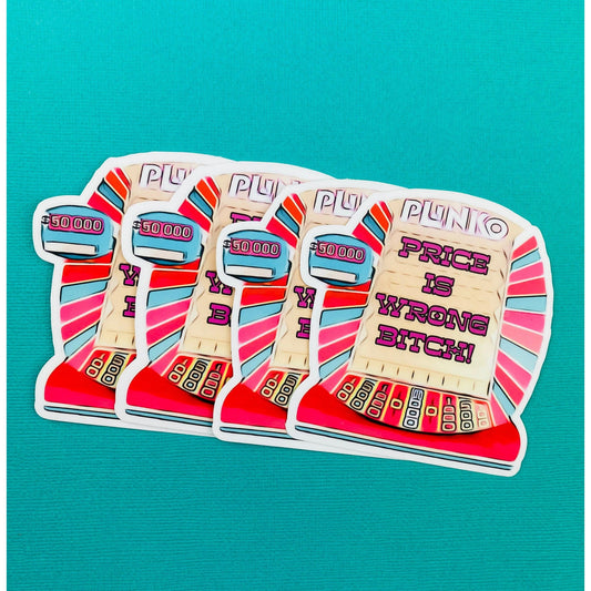 Eighties Sticker Price Is Wrong B*tch! Funny Eighties Aesthetic Plinko Sticker Nostalgic Sticker Eighties Vibes Teal and Pink Sticker - Ottos Grotto :: Stickers For Your Stuff