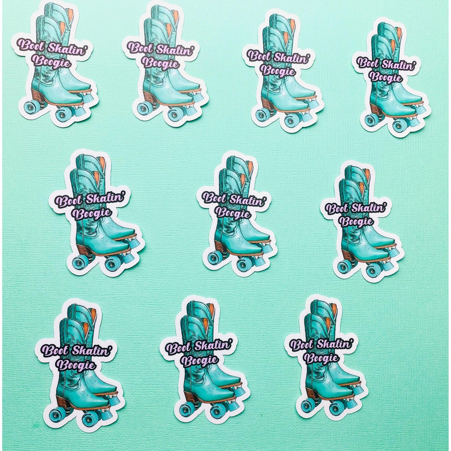 Boot Skatin’ Boogie Funny Country Sticker Turquoise Cowboy Boot Skates Country Girl Country Western Song Teal Cowboy Boots Teal Stickers - Ottos Grotto :: Stickers For Your Stuff