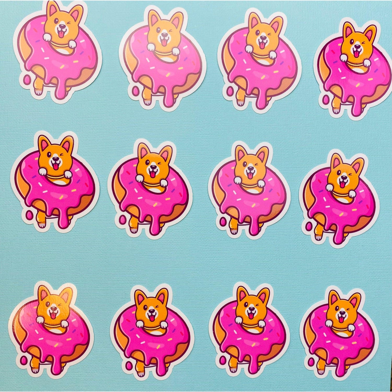 Corgi Donut Sticker - Cute Kawii Corgi with Pink Sprinkled Donut Sticker for Girls, Sticker for Women Pink Sticker Aesthetic Sprinkles - Ottos Grotto :: Stickers For Your Stuff