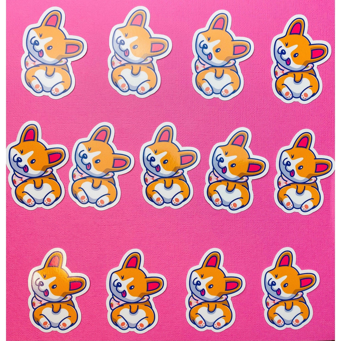 Corgi Butt Sticker Pembroke Welsh Corgie wearing Strawberry Bandana Sticker Cute Winking Corgi Dog Sticker for Women and Teen Girls - Ottos Grotto :: Stickers For Your Stuff