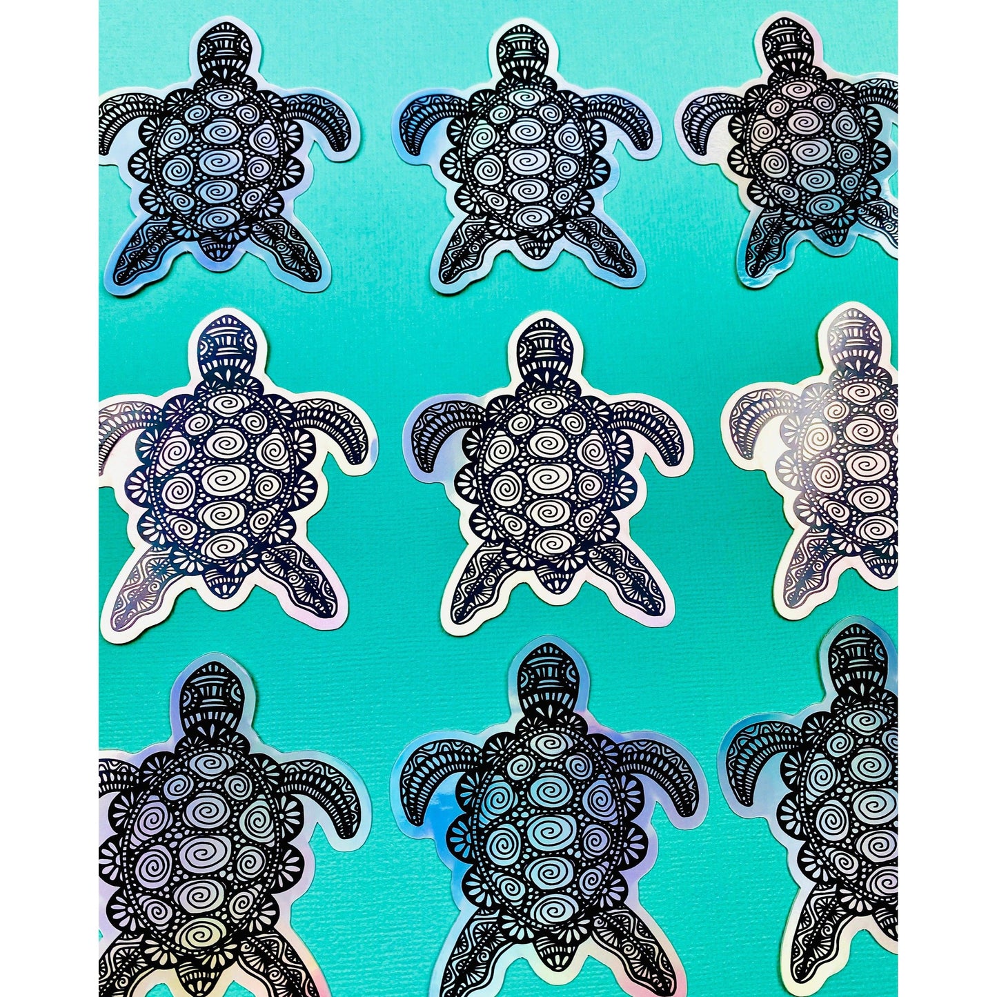 Boho Sea Turtle Holographic Sticker With Intricate Bohemian Design - Ottos Grotto :: Stickers For Your Stuff