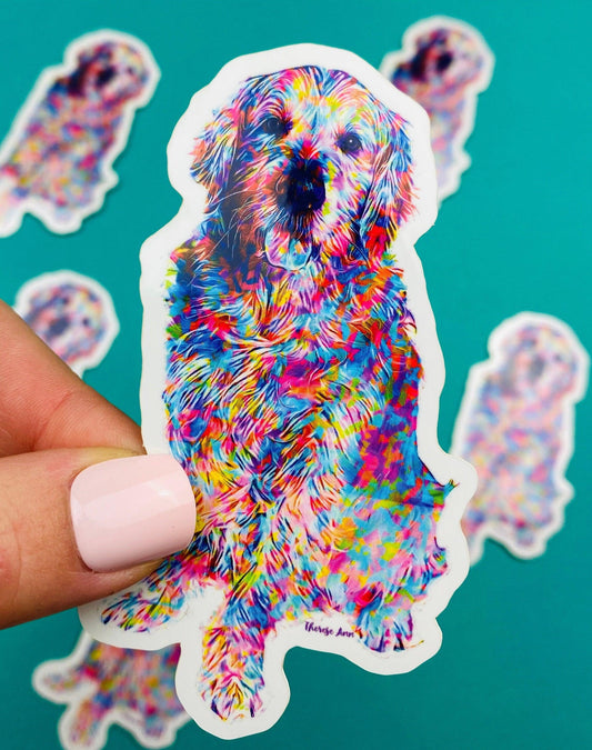 Golden Retriever Sticker Colorful Abstract Cute Golden Retriever Dog Decal for Car, Hydroflask, Gifts Under 5 for Golden Retriever Owner - Ottos Grotto :: Stickers For Your Stuff