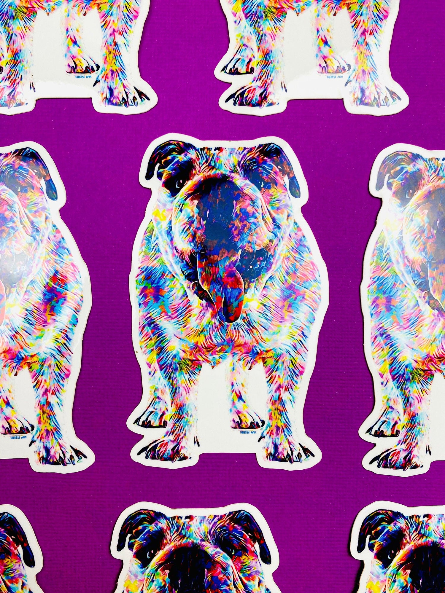 English Bulldog Sticker Colorful Abstract Cute English Bulldog Dog Decal for Car, Hydroflask, Gifts Under 5 for English Bulldog Owner Mom - Ottos Grotto :: Stickers For Your Stuff