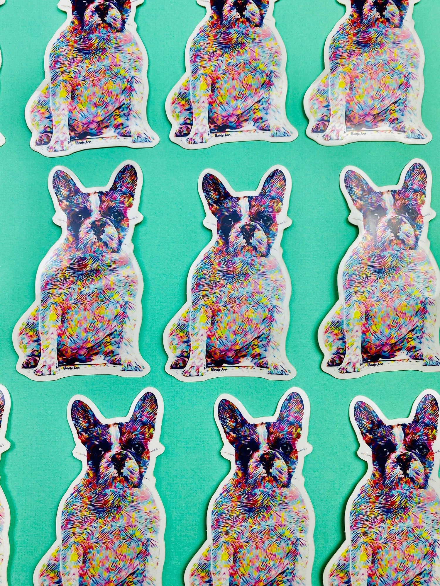 French Bulldog Sticker Colorful Abstract Cute French Bulldog Dog Decal for Car, Water Bottle Sticker for French Bulldog Mom Owner - Ottos Grotto :: Stickers For Your Stuff