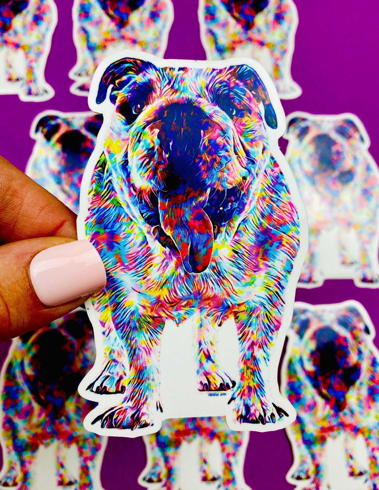 English Bulldog Sticker Colorful Abstract Cute English Bulldog Dog Decal for Car, Hydroflask, Gifts Under 5 for English Bulldog Owner Mom - Ottos Grotto :: Stickers For Your Stuff