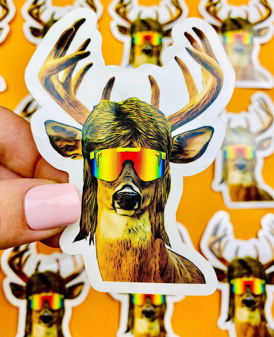 Funny Deer With a Mullet Sticker for Hunters Hunting Fans, Deer Sticker, Deer Hunting Gift, Deer Hunter Sticker, Deer Hunter Decal for Truck - Ottos Grotto :: Stickers For Your Stuff