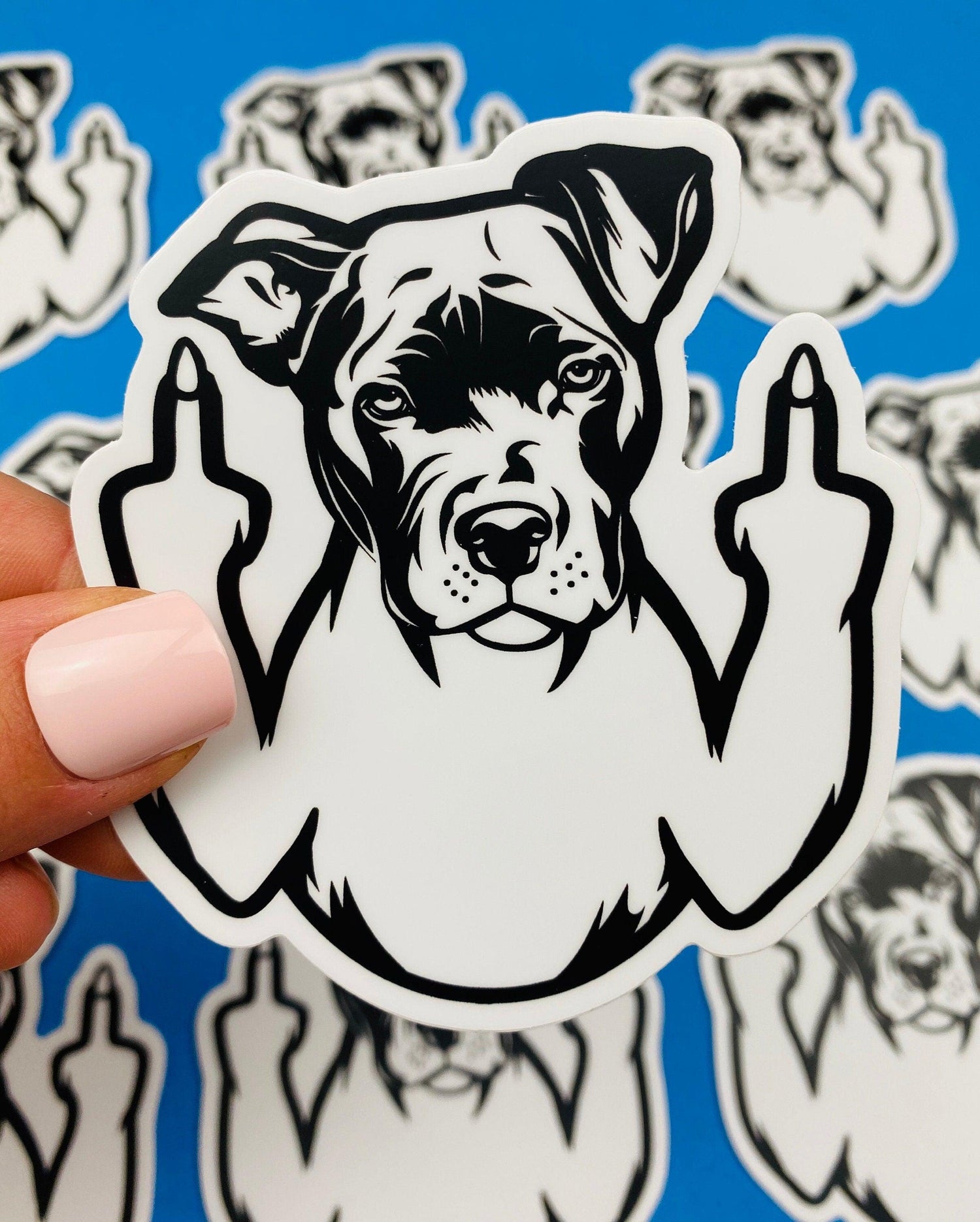 Pitbull Sticker, Pitbull Decal,  Pitbull Middle Finger Sticker, Pitty Sticker, Pitbull Car Decal, Pitbull Bumper Sticker, Funny Pit bull Dog - Ottos Grotto :: Stickers For Your Stuff
