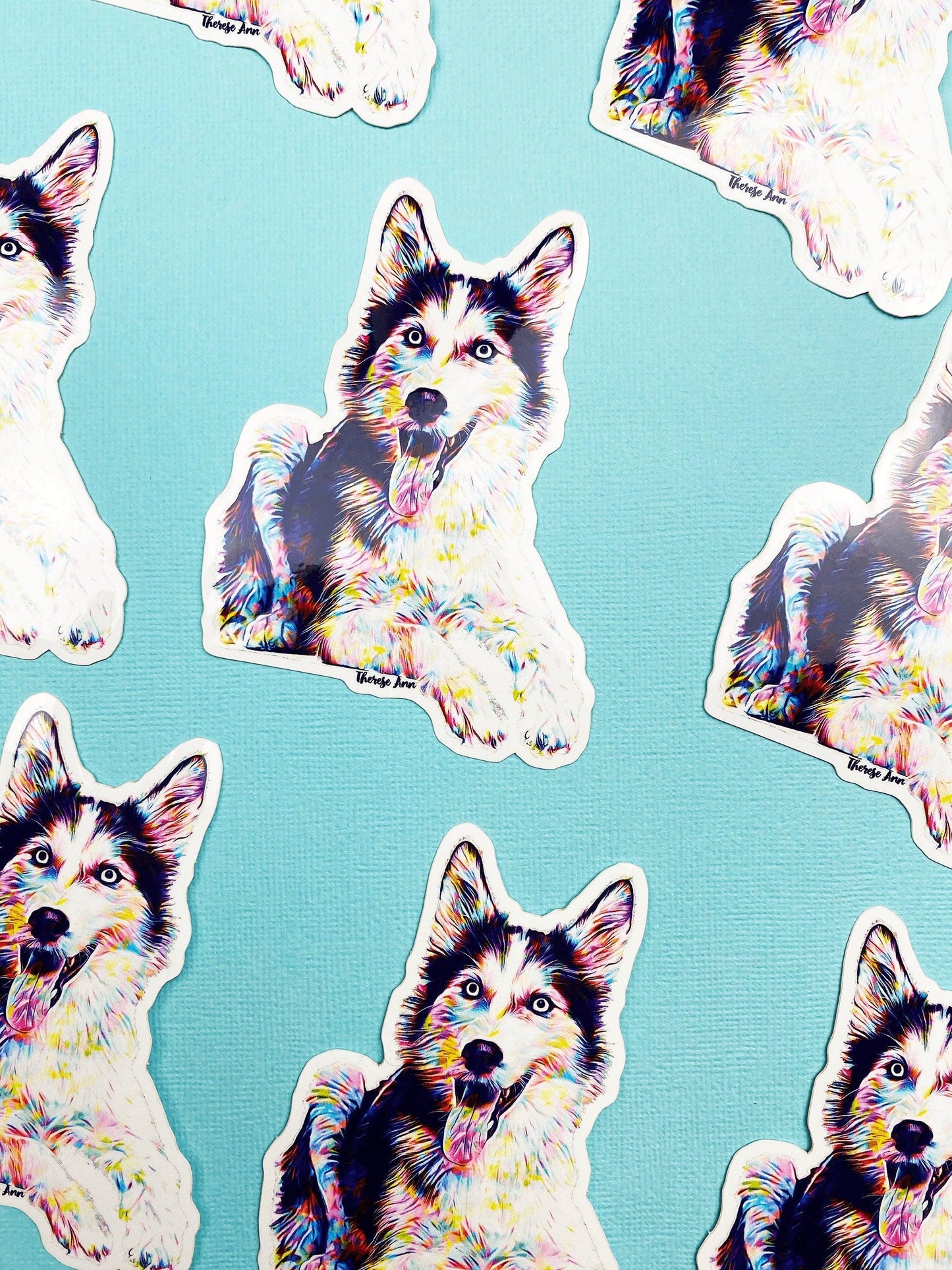 Husky Sticker Colorful Abstract Cute Husky Dog Decal for Car, Hydroflask, Husky Gift, Husky Baby, Husky Puppy, Husky Mom Gift - Ottos Grotto :: Stickers For Your Stuff