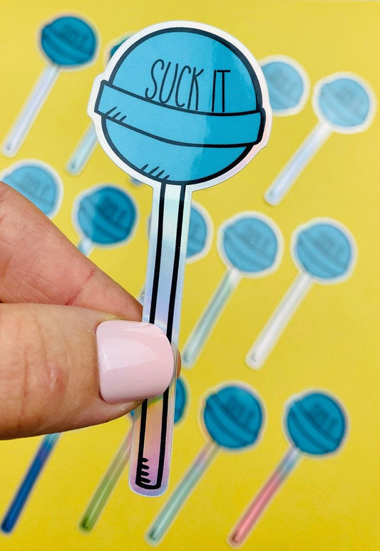 Suck It! Funny Sucker Sticker for Car, Hologram Candy Sticker, Suck It Candy Sticker, Funny Sticker Adult Humor, Gag Gift Sticker - Ottos Grotto :: Stickers For Your Stuff