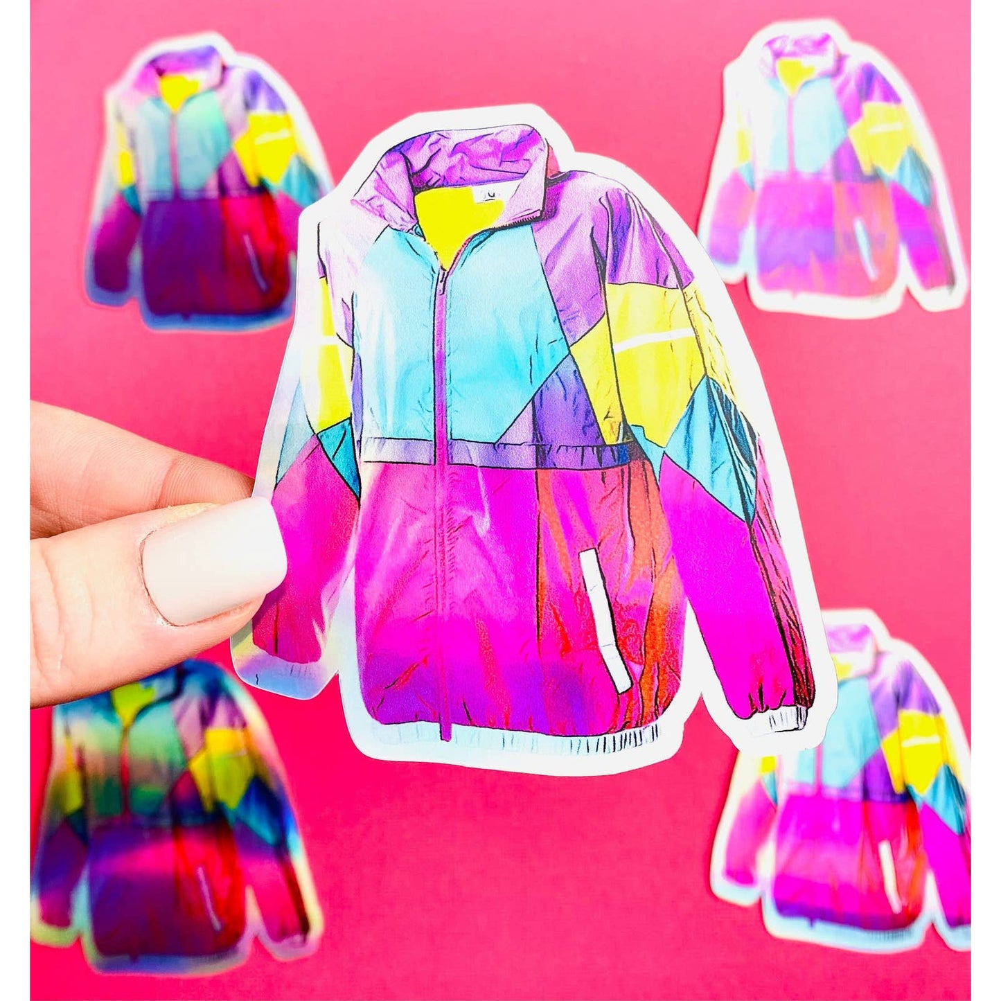 90s Windbreaker Holographic Sticker 1990 Fashion Sticker for Nineties Stickers, 90s Stickers 90s Aesthetic 90s Jacket - 90s Party Favor