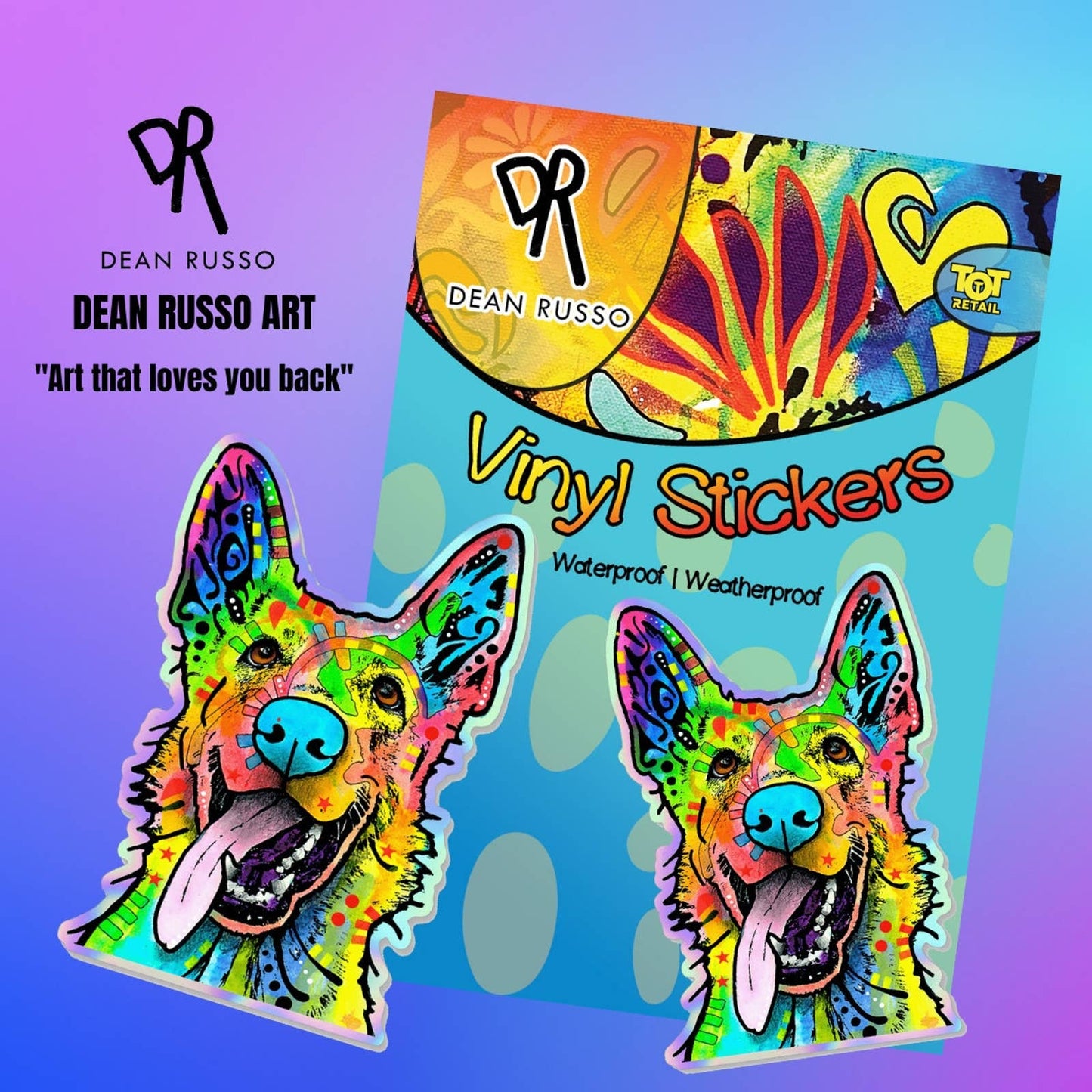German Shepherd Sticker Holographic Officially Licensed Dean Russo German Shepherd Stickers Waterproof Stickers German Shepherd Decal