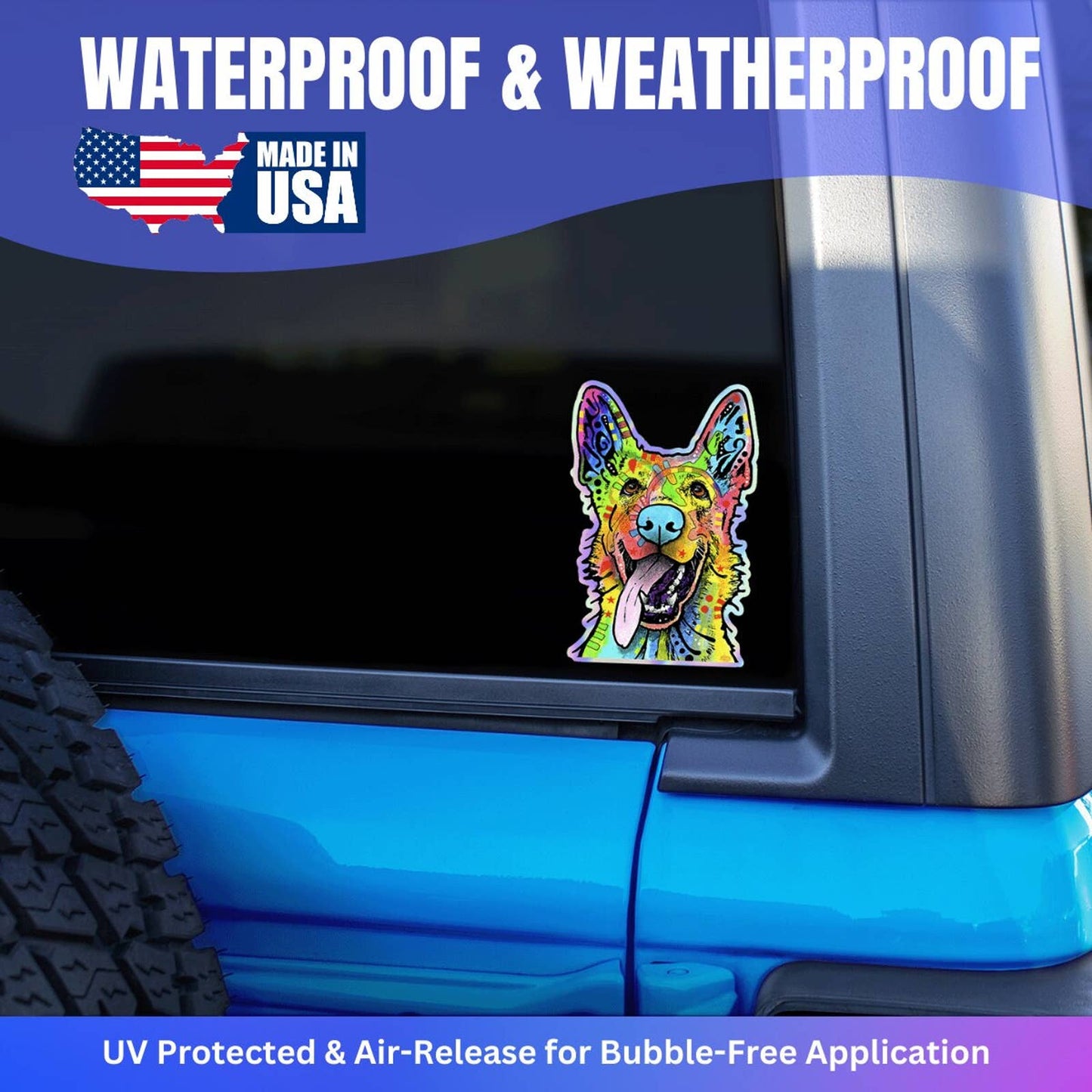 German Shepherd Sticker Holographic Officially Licensed Dean Russo German Shepherd Stickers Waterproof Stickers German Shepherd Decal