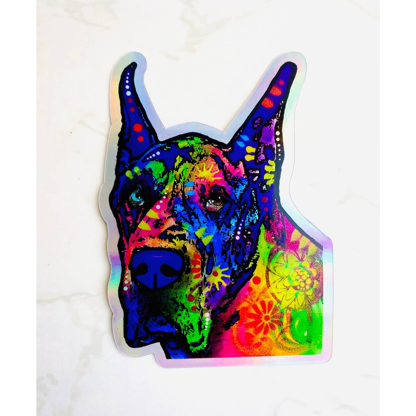 Great Dane Sticker HOLOGRAPHIC Officially Licensed Dean Russo Great Dane Stickers Waterproof Stickers Great Dane Decal for Car