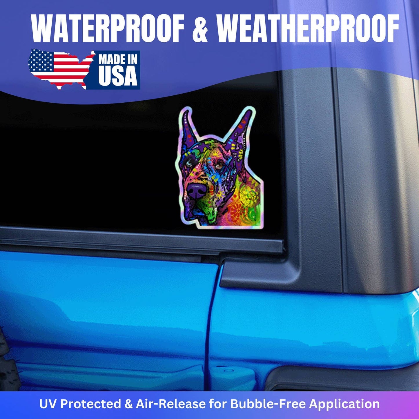 Great Dane Sticker HOLOGRAPHIC Officially Licensed Dean Russo Great Dane Stickers Waterproof Stickers Great Dane Decal for Car