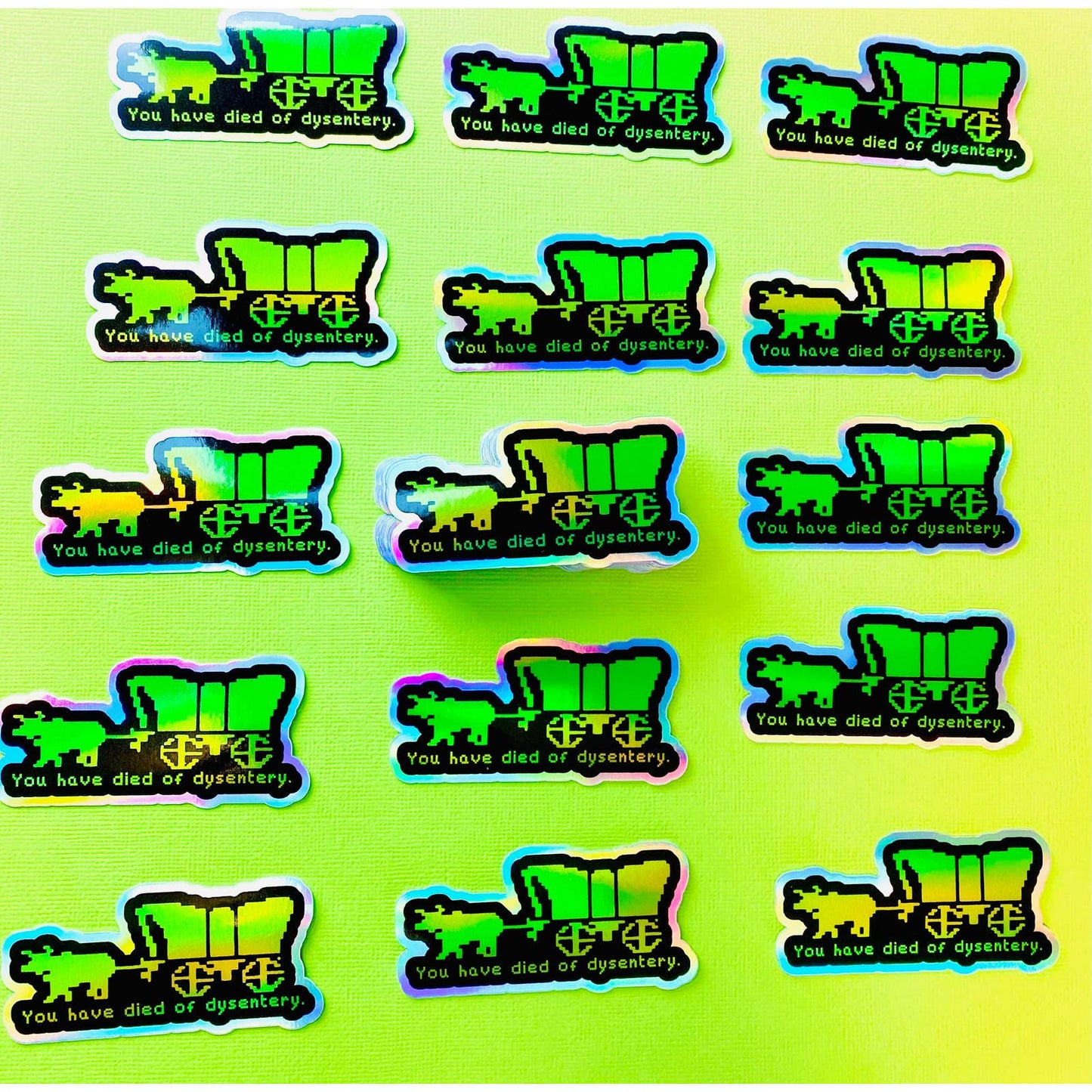 Oregon Trail Sticker HOLOGRAPHIC Eighties Sticker 1980s Sticker Retro Gaming Sticker Funny Decal for Eighties Kids