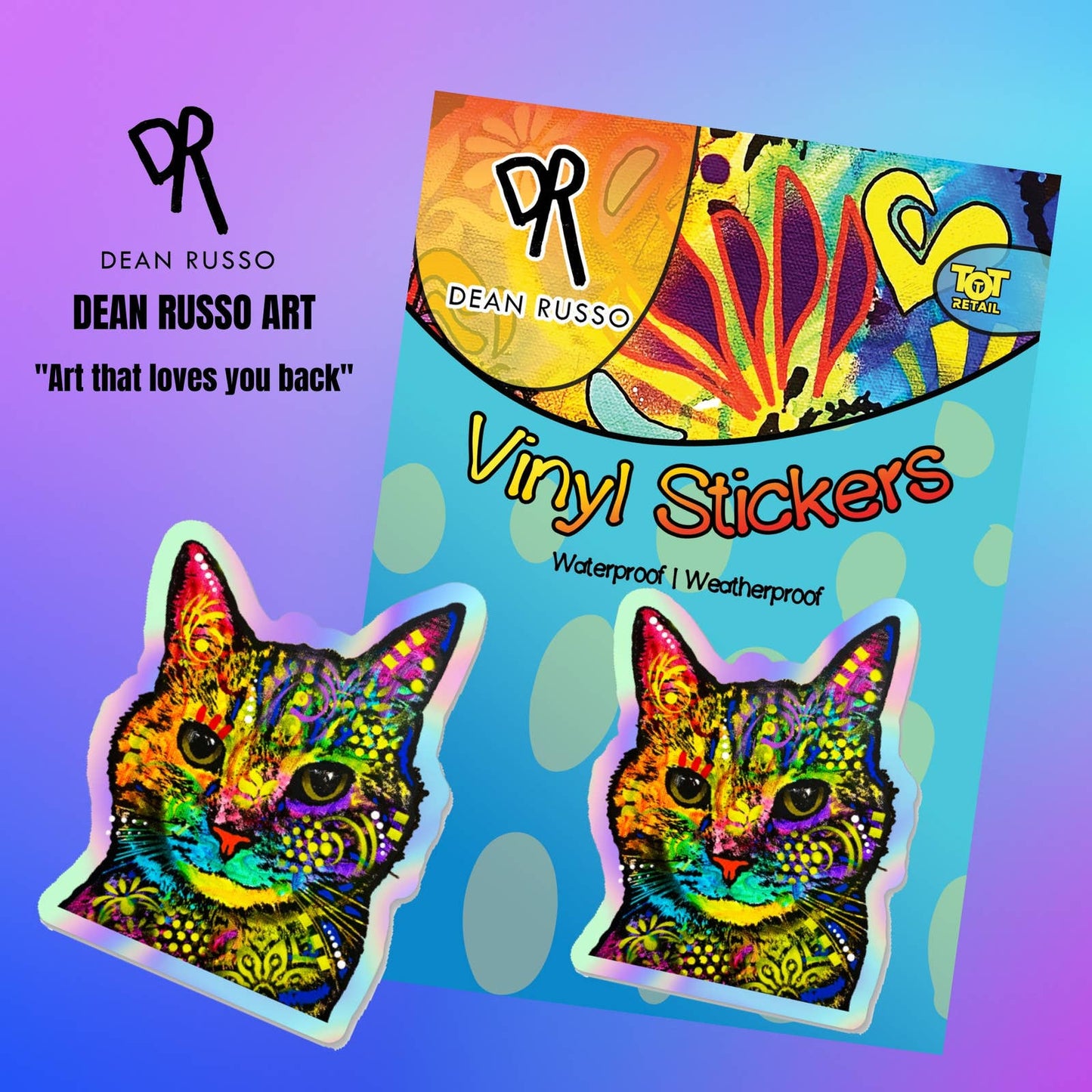 Cat Stickers HOLOGRAPHIC Officially Licensed Dean Russo Cat Stickers