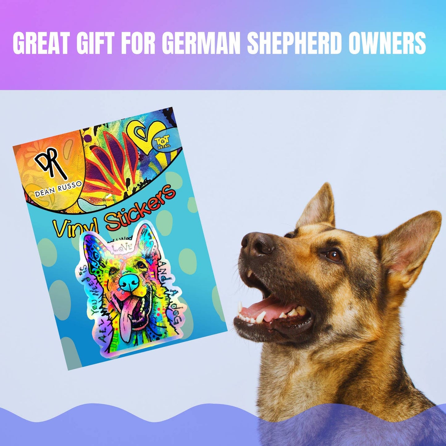German Shepherd LOVE Sticker HOLOGRAPHIC