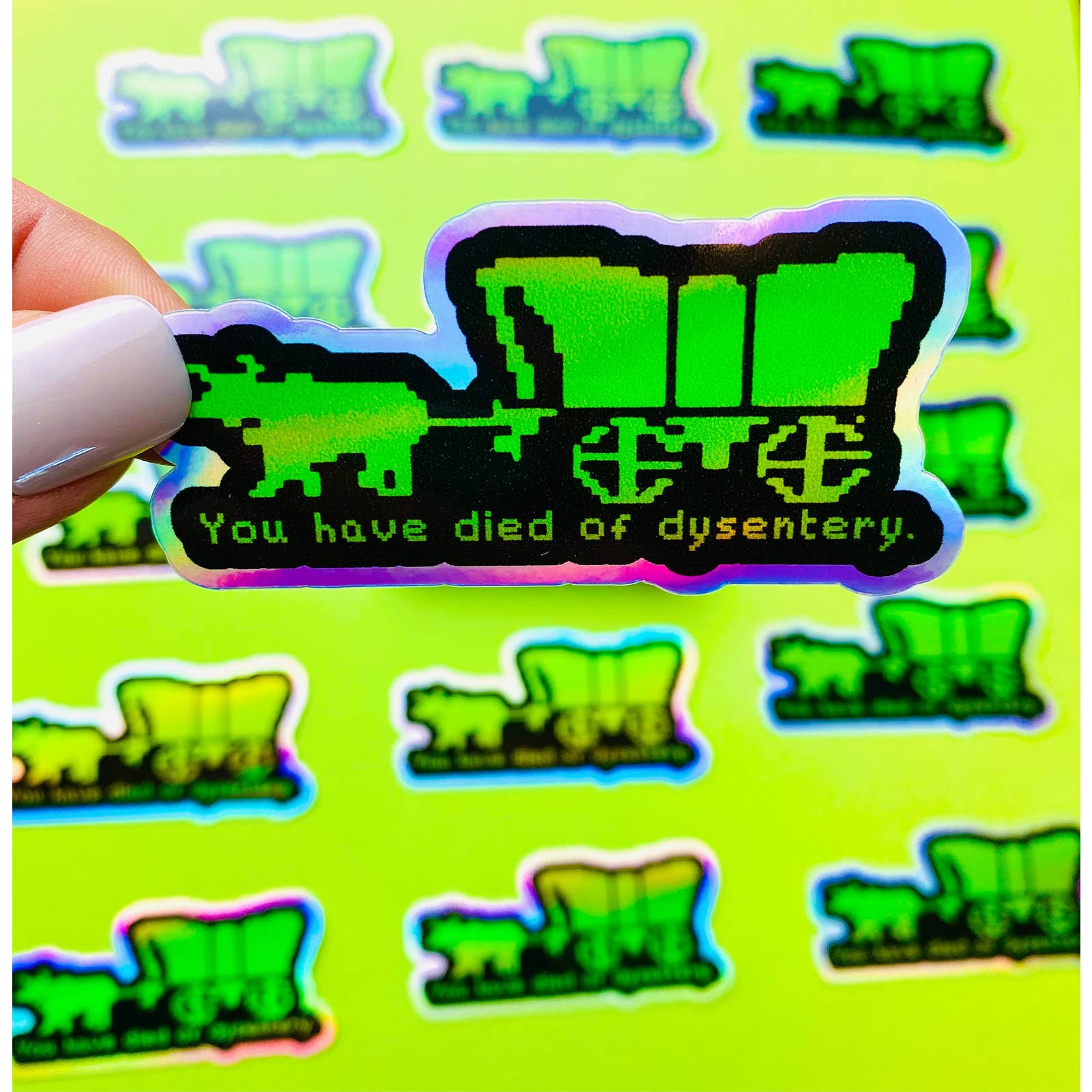 Oregon Trail Sticker HOLOGRAPHIC Eighties Sticker 1980s Sticker Retro ...