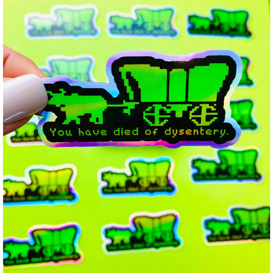 Oregon Trail Sticker HOLOGRAPHIC Eighties Sticker 1980s Sticker Retro Gaming Sticker Funny Decal for Eighties Kids
